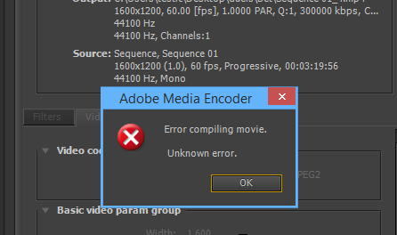 Adobe Premiere Export Error